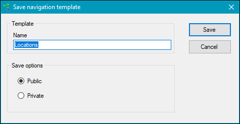 Save navigation template window